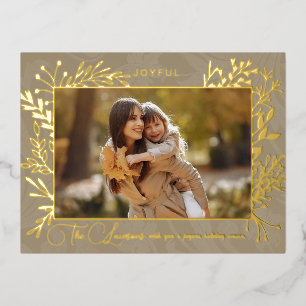 Foto van Elegant Artisan Gold Leaves Folie Feestdagen Briefkaart