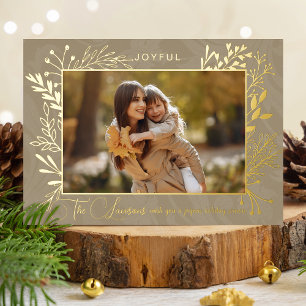 Foto van Elegant Artisan Gold Leaves Folie Feestdagenkaart
