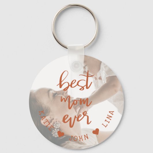 Foto van Elegant Best Mam Ever Calligraphy Sleutelhanger (Voorkant)