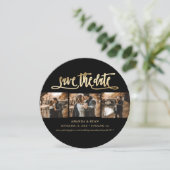 Foto van Elegant Black and Gold Wedding Save The Date (Staand voorkant)