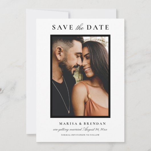 Foto van Elegant Black and White Wedding Save The Date (Voorkant)