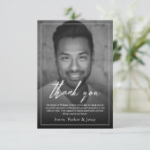 Foto van Elegant Black en White Memorial Bedankkaart (Staand voorkant)