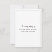 Foto van Elegant Black en White Memorial Bedankkaart (Achterkant)