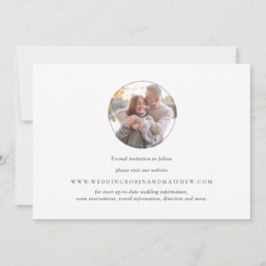 Foto van Elegant Black en White Monogram Weddensch Save The Date (Achterkant)