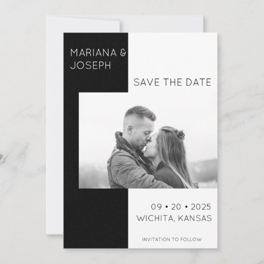 Foto van Elegant Black en White Save The Date (Voorkant)