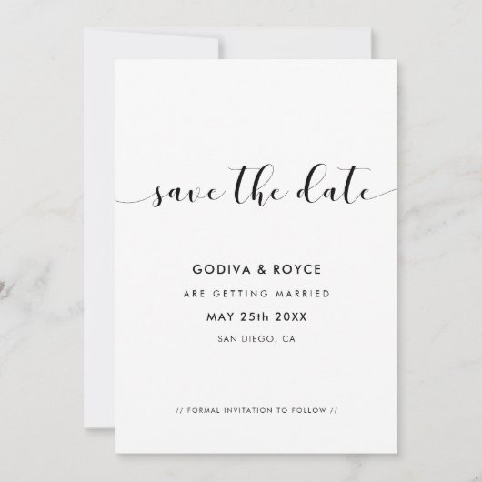 Foto van Elegant Black en White Save The Date (Voorkant)