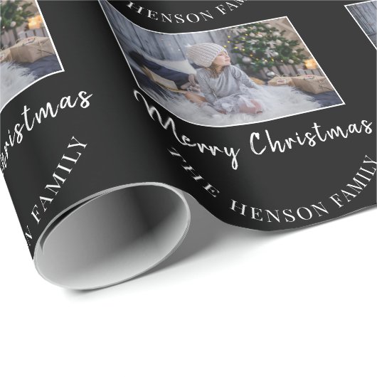 Foto van Elegant Black Merry-kerstscript Cadeaupapier (Rol Hoek)