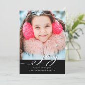 Foto van Elegant Black & White Joy Feestdagenkaart (Staand voorkant)