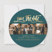 Foto van Elegant Blauwgroen en Gold Wedding Save The Date (Voorkant)