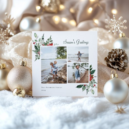 Foto van Elegant Botanical kerstgrenery Feestdagenkaart