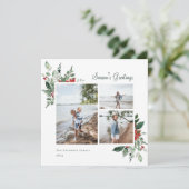 Foto van Elegant Botanical kerstgrenery Feestdagenkaart (Staand voorkant)