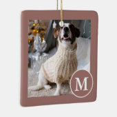 Foto van Elegant Brown en White Monogram Keramisch Ornament (Rechts)