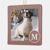 Foto van Elegant Brown en White Monogram Keramisch Ornament (Links)