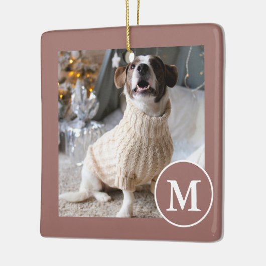 Foto van Elegant Brown en White Monogram Keramisch Ornament
