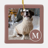 Foto van Elegant Brown en White Monogram Keramisch Ornament (Voorkant)