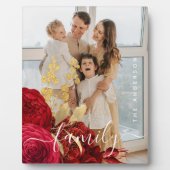 Foto van Elegant Burgundy Floral Script Fotoplaat (Voorkant)