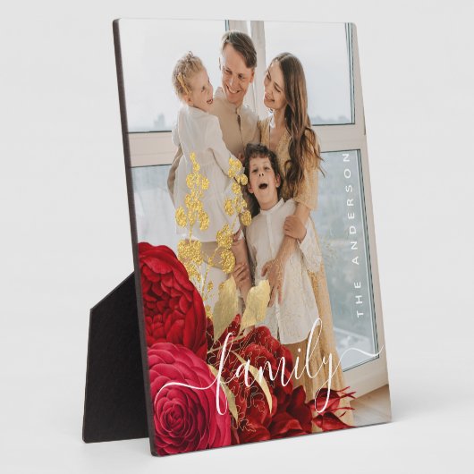 Foto van Elegant Burgundy Floral Script Fotoplaat (Zijkant)