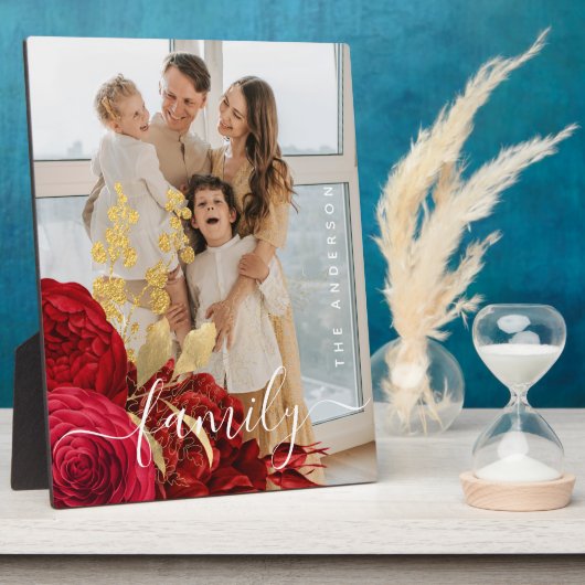 Foto van Elegant Burgundy Floral Script Fotoplaat (Zijkant)