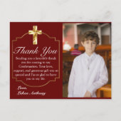 Foto van Elegant Burgundy Gold Cross - Bevestiging Briefkaart (Voorkant)