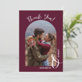Foto van Elegant Burgundy Wedding Bedankkaart (Staand voorkant)