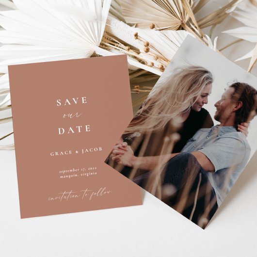 Foto van Elegant Dusty Beige Roze minimalist Save The Date