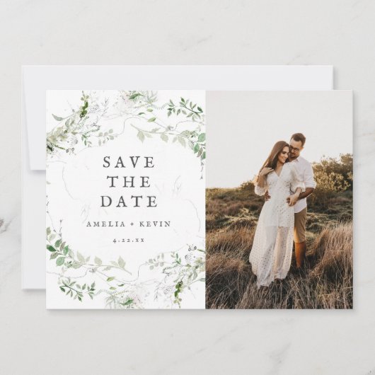 Foto van Elegant Earthy Greenery Save The Date (Voorkant)