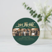 Foto van Elegant Emerald Green en Gold Wedding Save The Date (Staand voorkant)