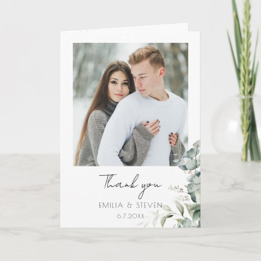 Foto van Elegant Eucalyptus Greenery Bedankkaart (Voorkant)