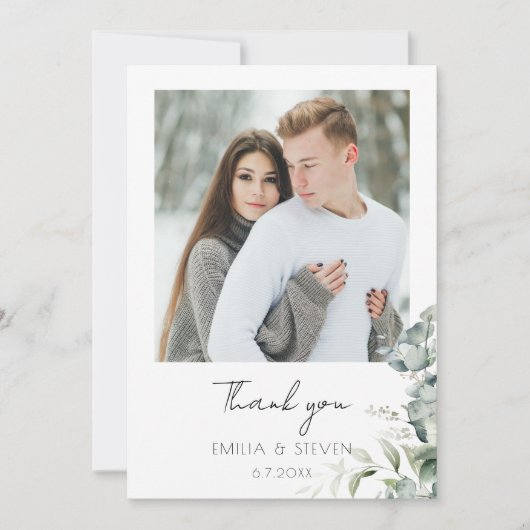 Foto van Elegant Eucalyptus Greenery Bedankkaart (Voorkant)