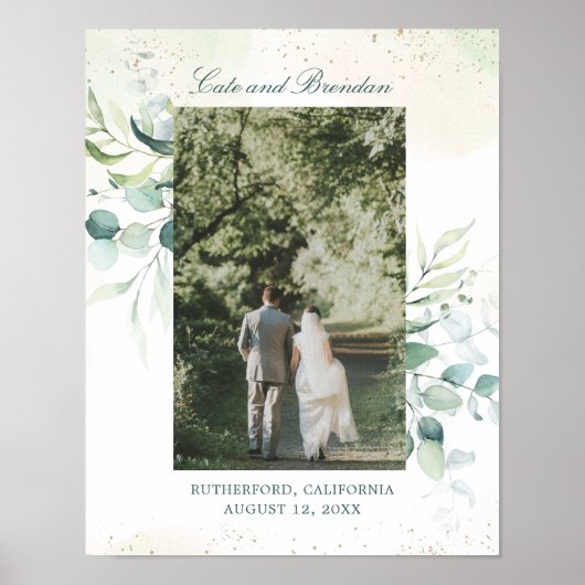Foto van Elegant Eucalyptus Greenery Wedding Poster (Voorkant)