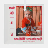 Foto van Elegant First Kerstmis Baby Birth Stats Glas Ornament (Achterkant)