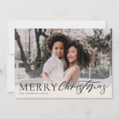 Foto van Elegant Floral Merry KerstBlack Feestdagenkaart (Voorkant)