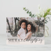 Foto van Elegant Floral Merry KerstBlack Feestdagenkaart (Staand voorkant)