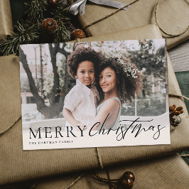 Foto van Elegant Floral Merry KerstBlack Feestdagenkaart