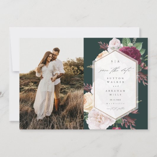 Foto van Elegant Floral Wedding Save The Date (Voorkant)