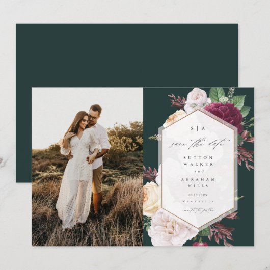 Foto van Elegant Floral Wedding Save The Date (Voorkant / Achterkant)