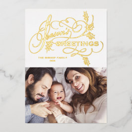 Foto van Elegant Flourish Season Folie Feestdagenkaart