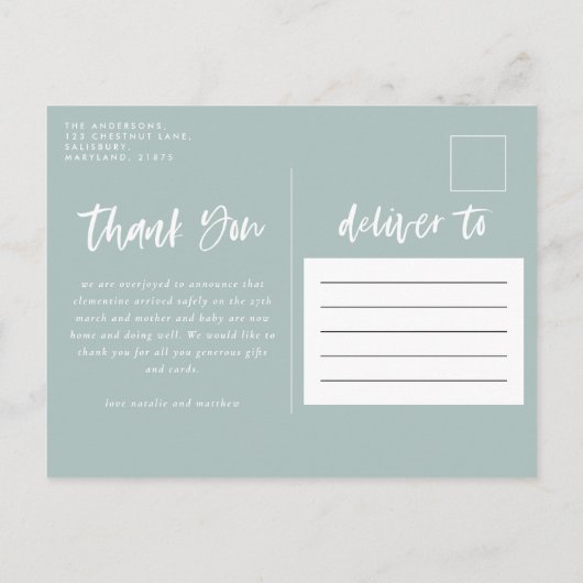 Foto van Elegant geboorteaankondiging bedankt Aankondigingskaart (Achterkant)