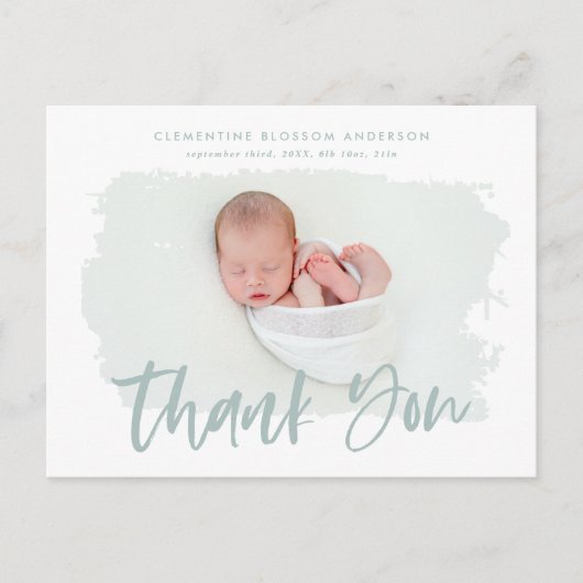 Foto van Elegant geboorteaankondiging bedankt Aankondigingskaart (Voorkant)