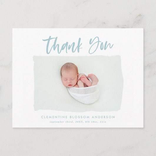 Foto van Elegant geboorteaankondiging bedankt Aankondigingskaart (Voorkant)
