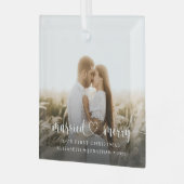 Foto van Elegant gehuwd en Merry Glas Ornament (Voorkant links)
