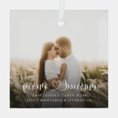 Foto van Elegant gehuwd en Merry Glas Ornament (Achterkant)