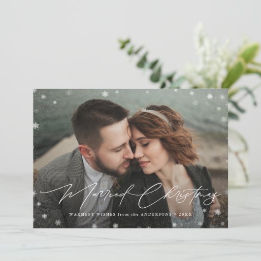 Foto van Elegant gehuwd met Kerstmis 2 Feestdagenkaart (Staand voorkant)