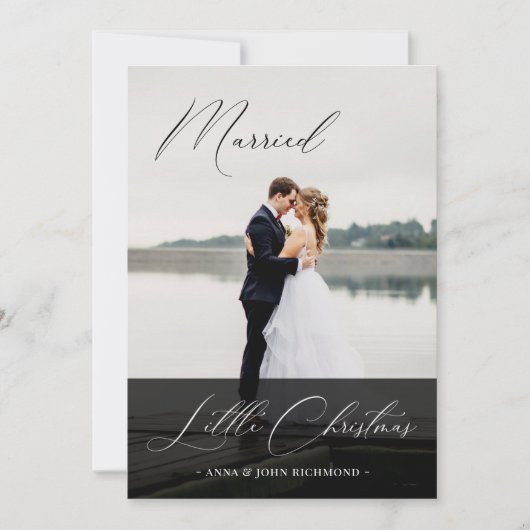 Foto van Elegant gehuwd met kleine kerstkalligrafi Kaart (Voorkant)