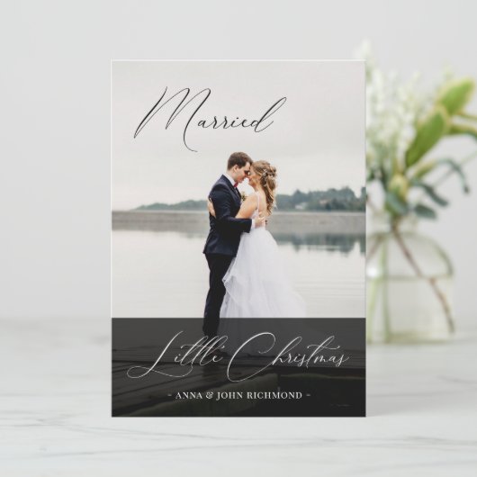 Foto van Elegant gehuwd met kleine kerstkalligrafi Kaart (Staand voorkant)