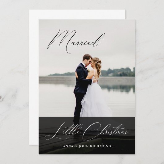 Foto van Elegant gehuwd met kleine kerstkalligrafi Kaart (Voorkant / Achterkant)