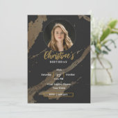 Foto van Elegant Gold en Black | Volwassen dag Kaart (Staand voorkant)