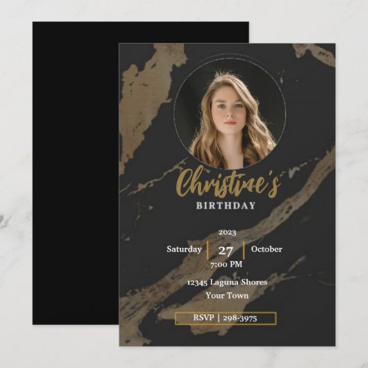 Foto van Elegant Gold en Black | Volwassen dag Kaart (Voorkant / Achterkant)