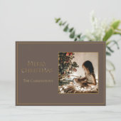 Foto van Elegant Gold Merry-kerstfeestdag Feestdagenkaart (Staand voorkant)