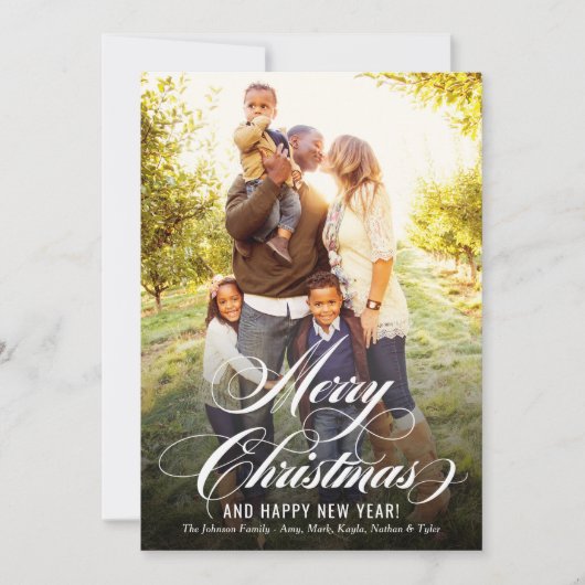 Foto van Elegant Gold Merry-kerstscript Feestdagenkaart (Voorkant)